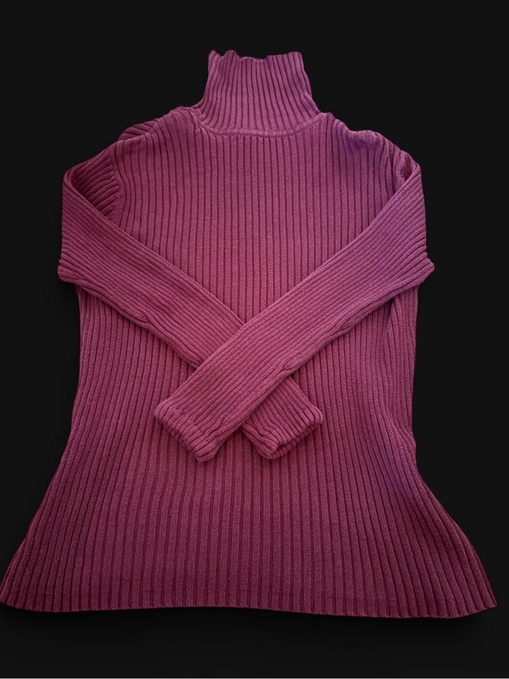 Vintage Cherokee 100% Cotton Ribbed Turtleneck Sweater Burgundy M